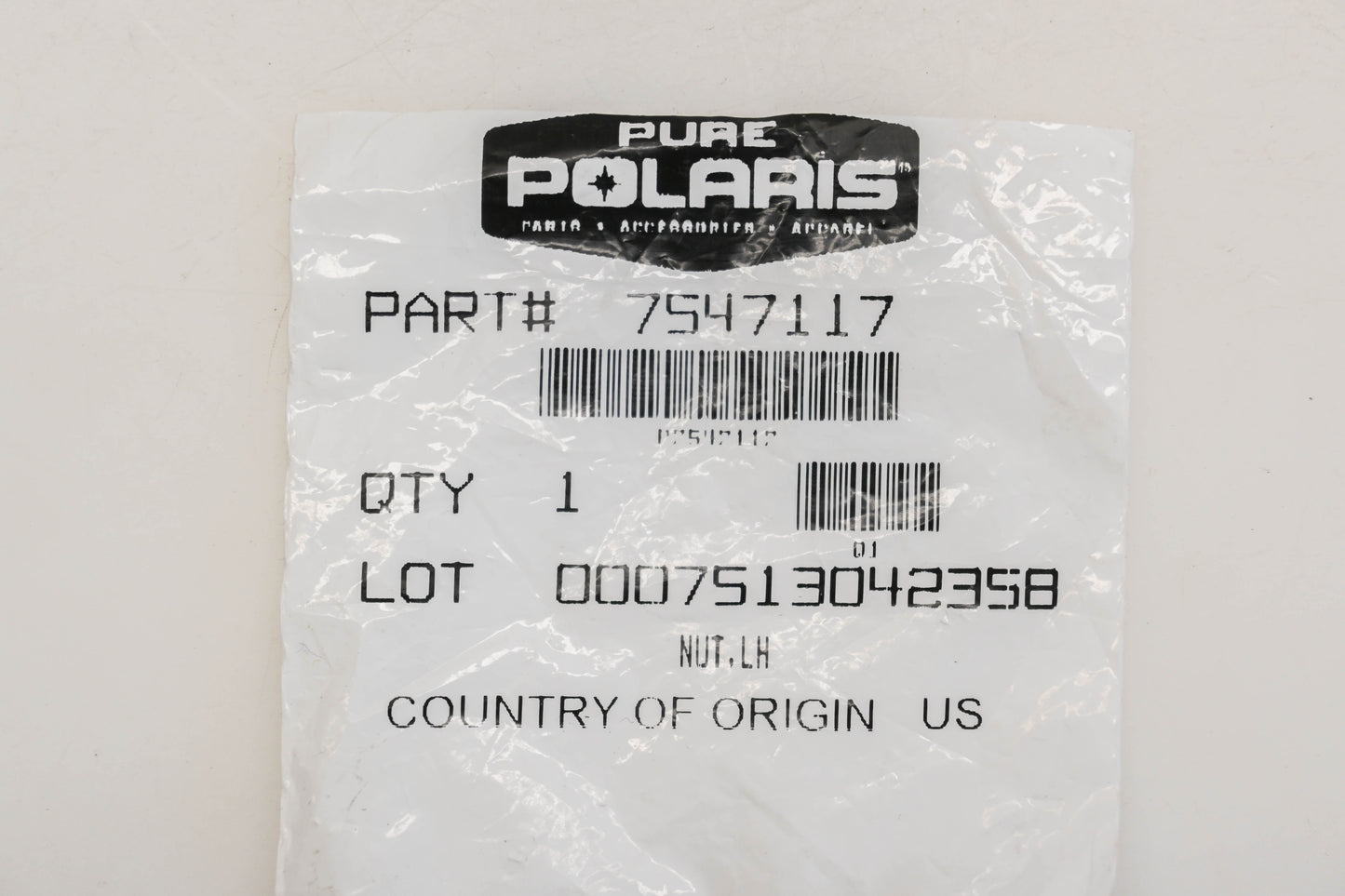 New OEM Polaris 7547117 Left Hand Threaded Nut NOS