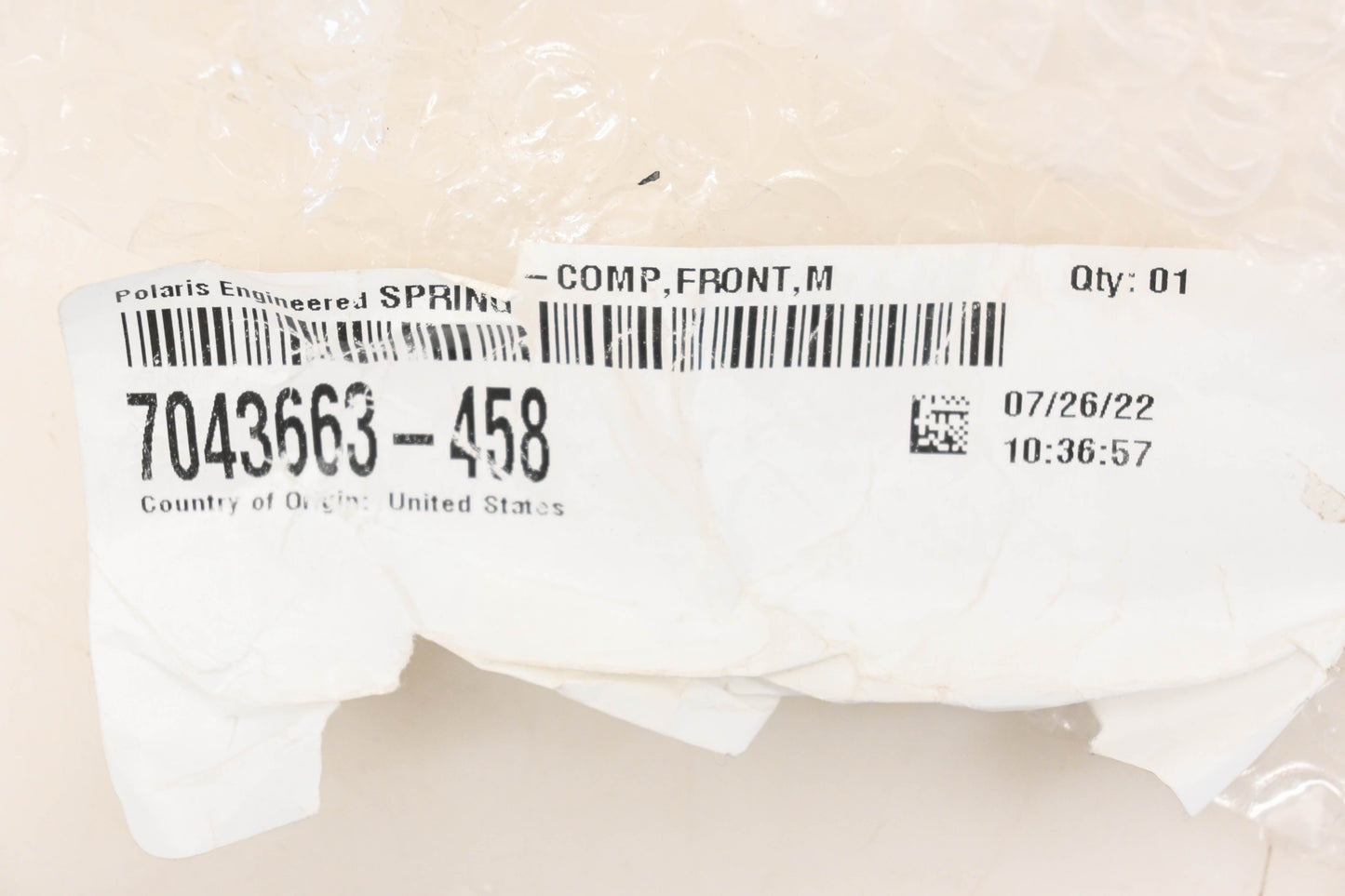 New OEM Polaris 7043663-458 Black Front Shock Spring NOS