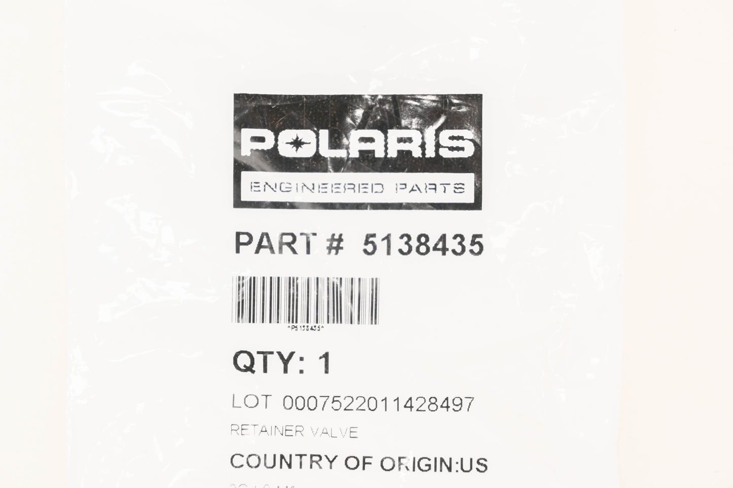 New OEM Polaris 5138435 Valve Retainer NOS