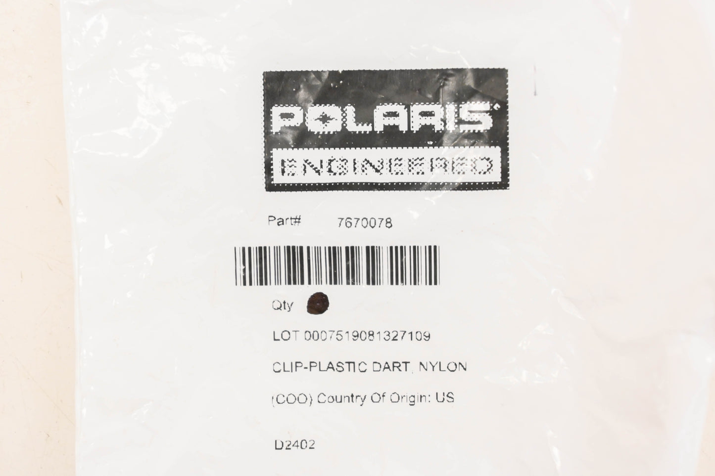 New OEM Polaris 7670078 Black Plastic Dart Clips Qty 2 NOS
