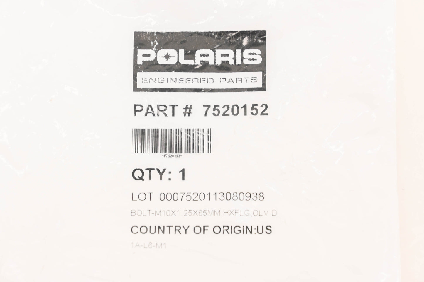 New OEM Polaris 7520152 Hex Flange Bolt NOS