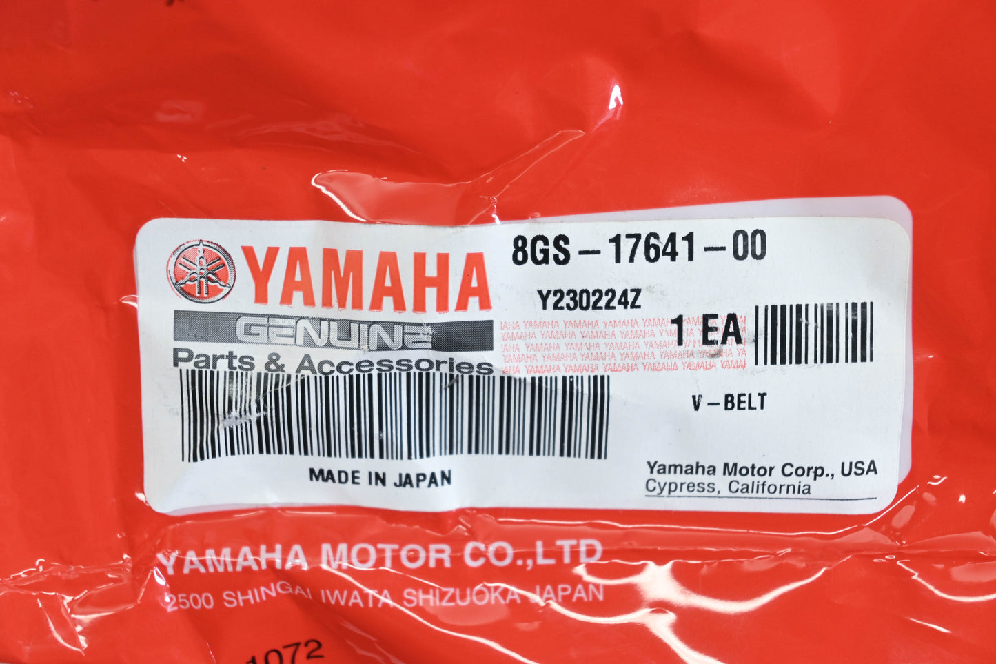 New OEM Yamaha 8GS-17641-00-00 Drive V-belt NOS