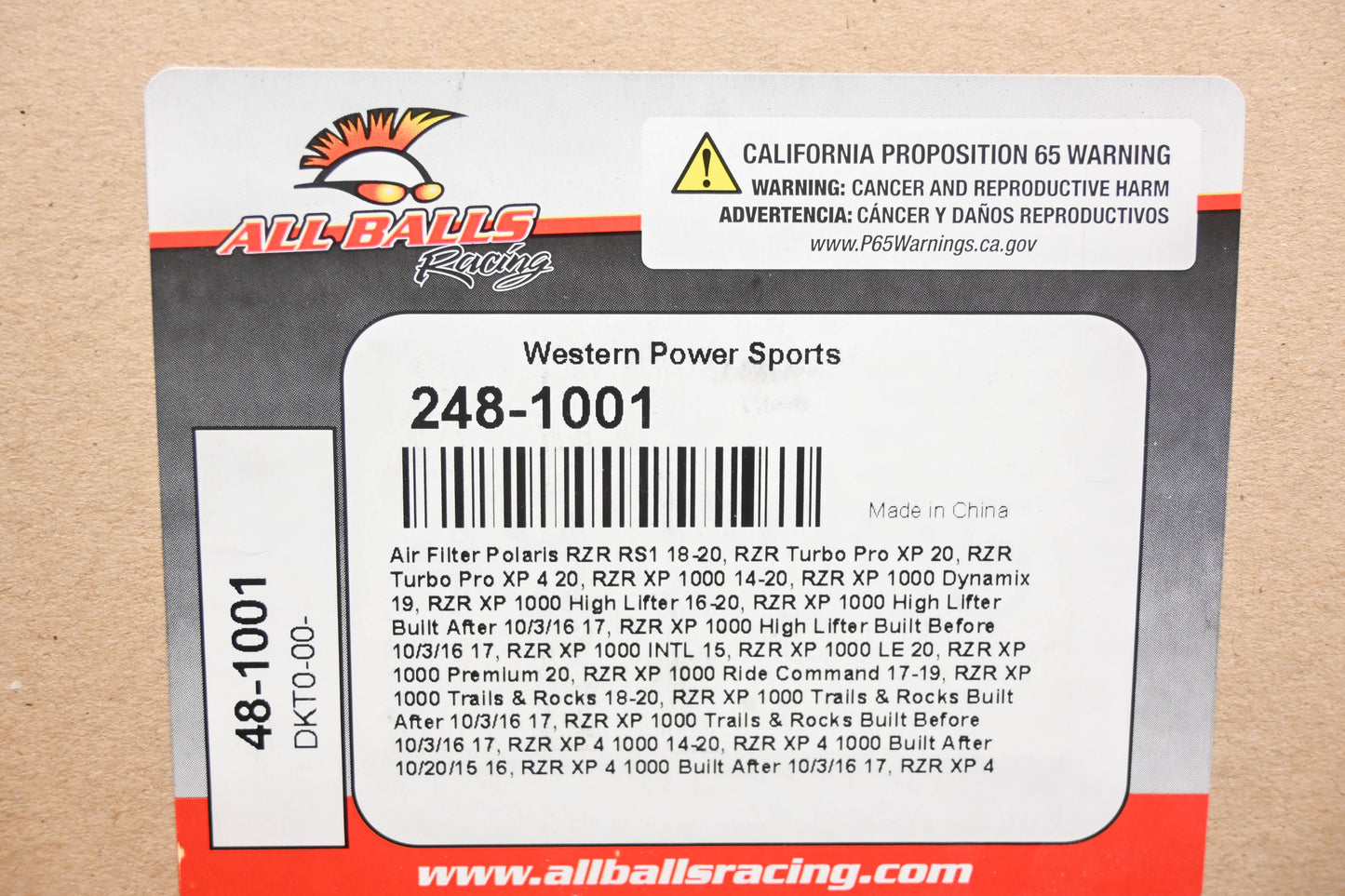 All Balls 248-1001, 48-1001 Air Filter NOS