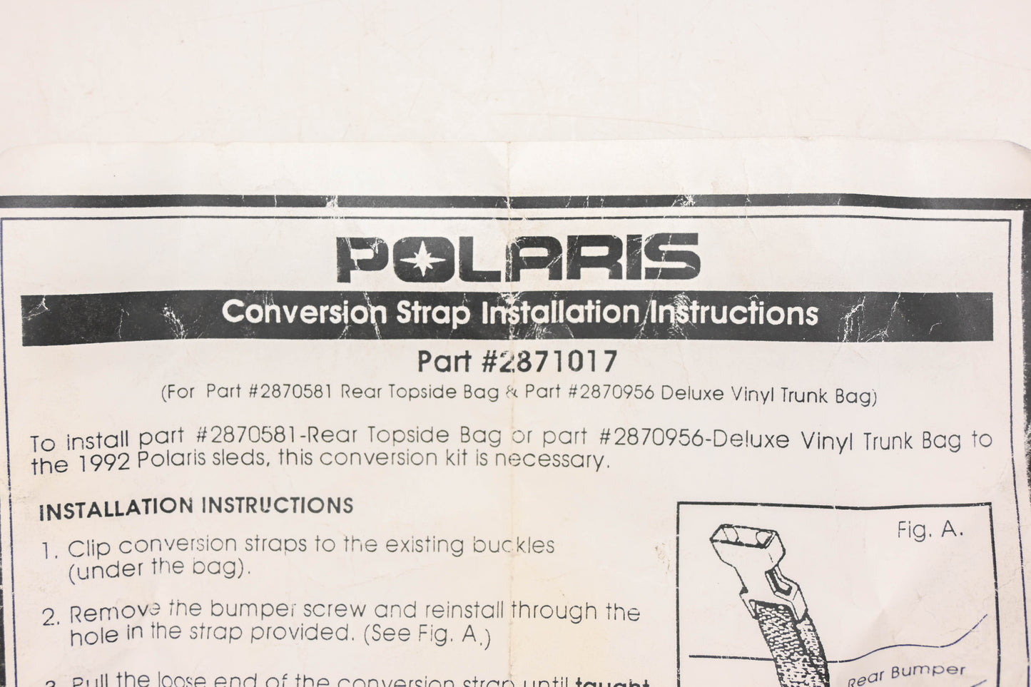 New OEM Polaris 2871017 Conversion Strap Kit NOS