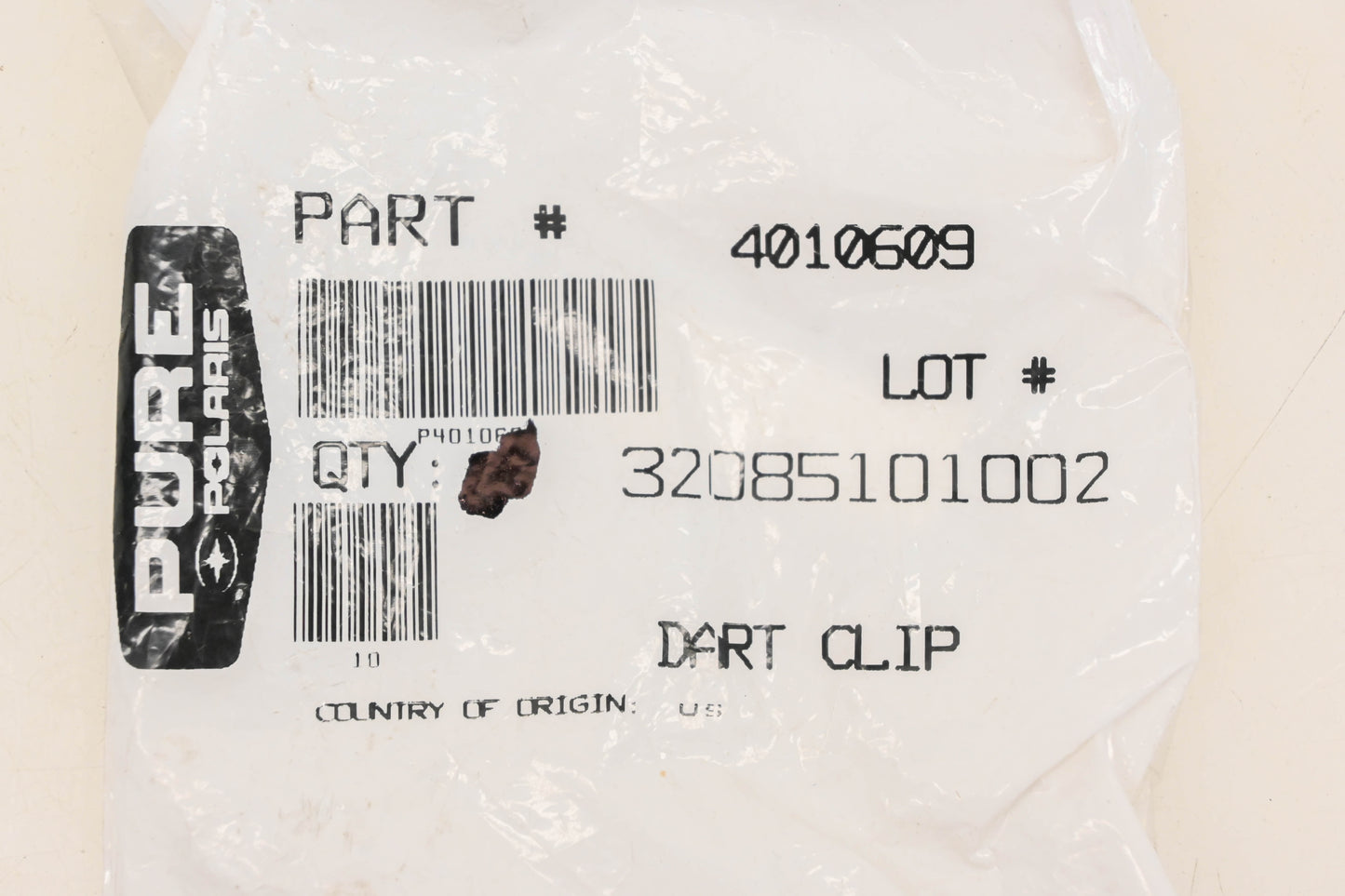 New OEM Polaris 4010609 Black Dart Clips Qty 2 NOS