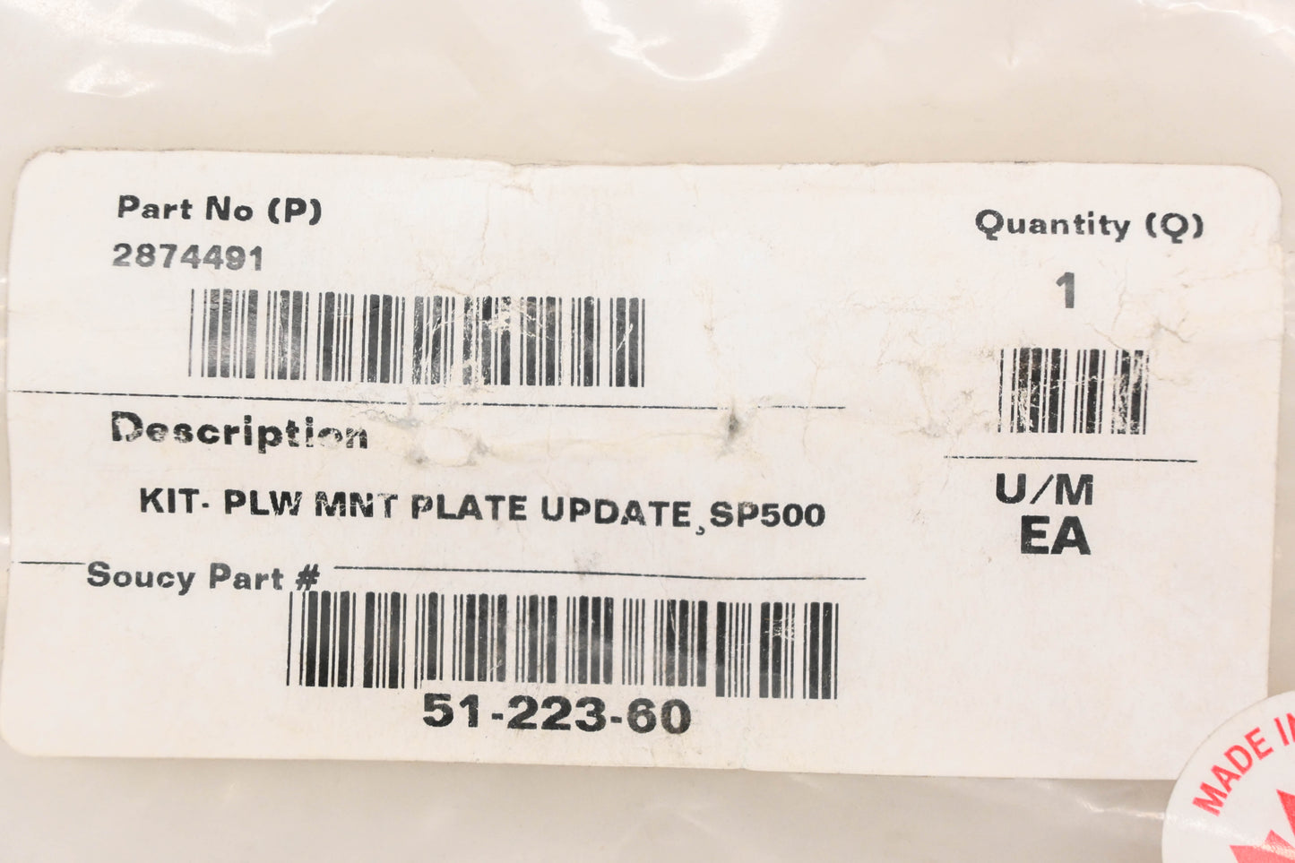 New OEM Polaris 2874491 2003 Sportsman 400/500 Plow Mount Plate Update Kit NOS