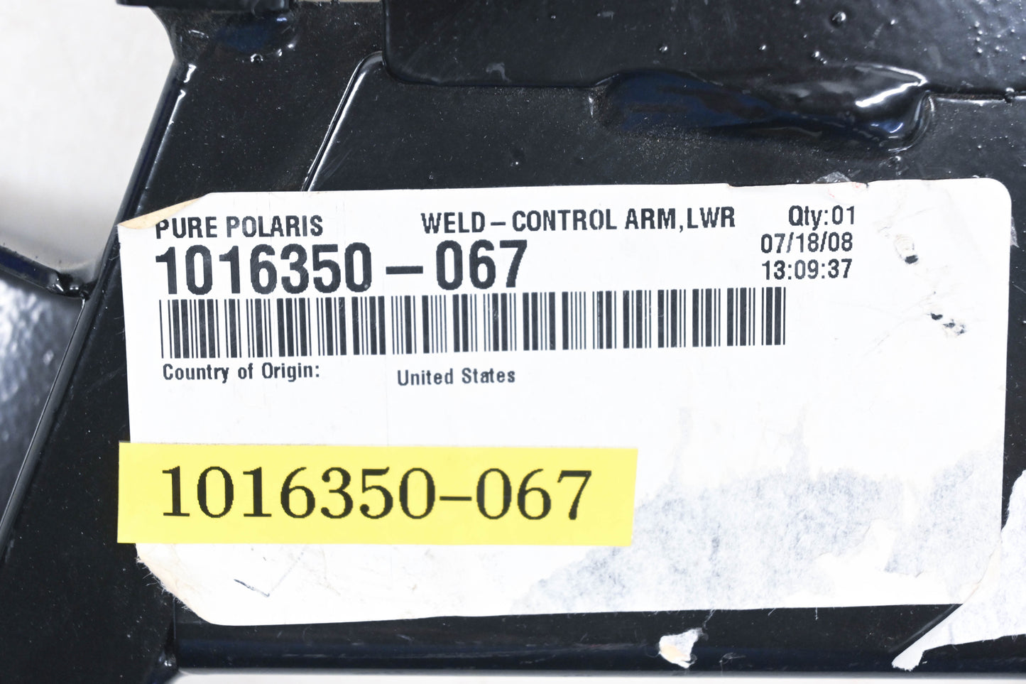 New OEM Polaris 1016350-067 Gloss Black Rear Lower Left Control Arm NOS