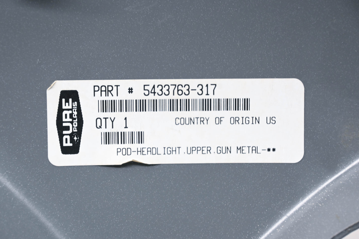 New OEM Polaris 5433763-317 Gun Metal Upper Headlight Pod NOS