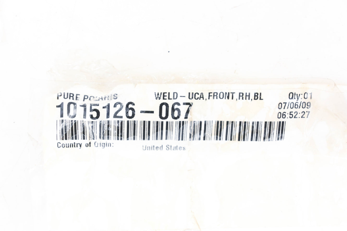 New OEM Polaris 1015126-067 Gloss Black Front Upper Right Control Arm NOS