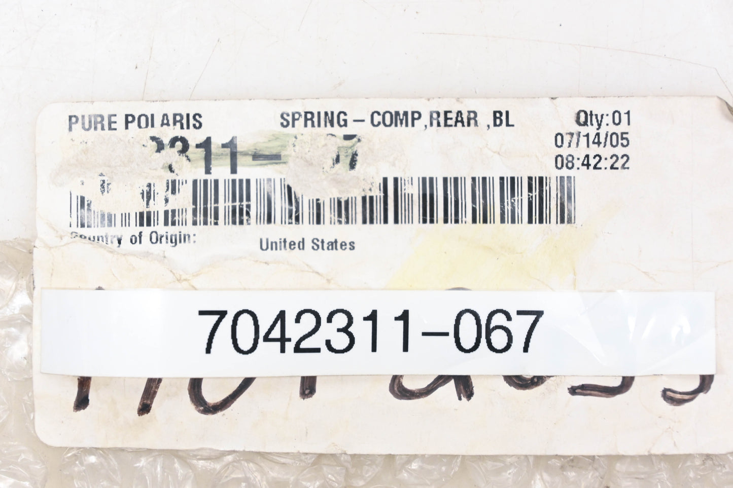 New OEM Polaris 7042311-067 Gloss Black Rear Shock Spring NOS