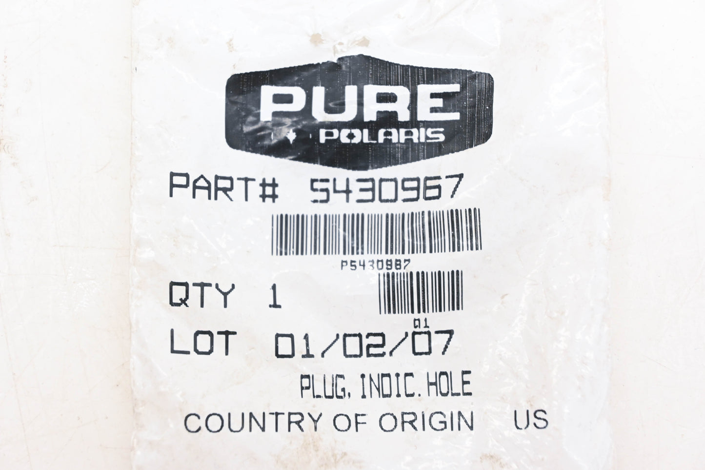 New OEM Polaris 5430967 Indicator Hole Plug NOS