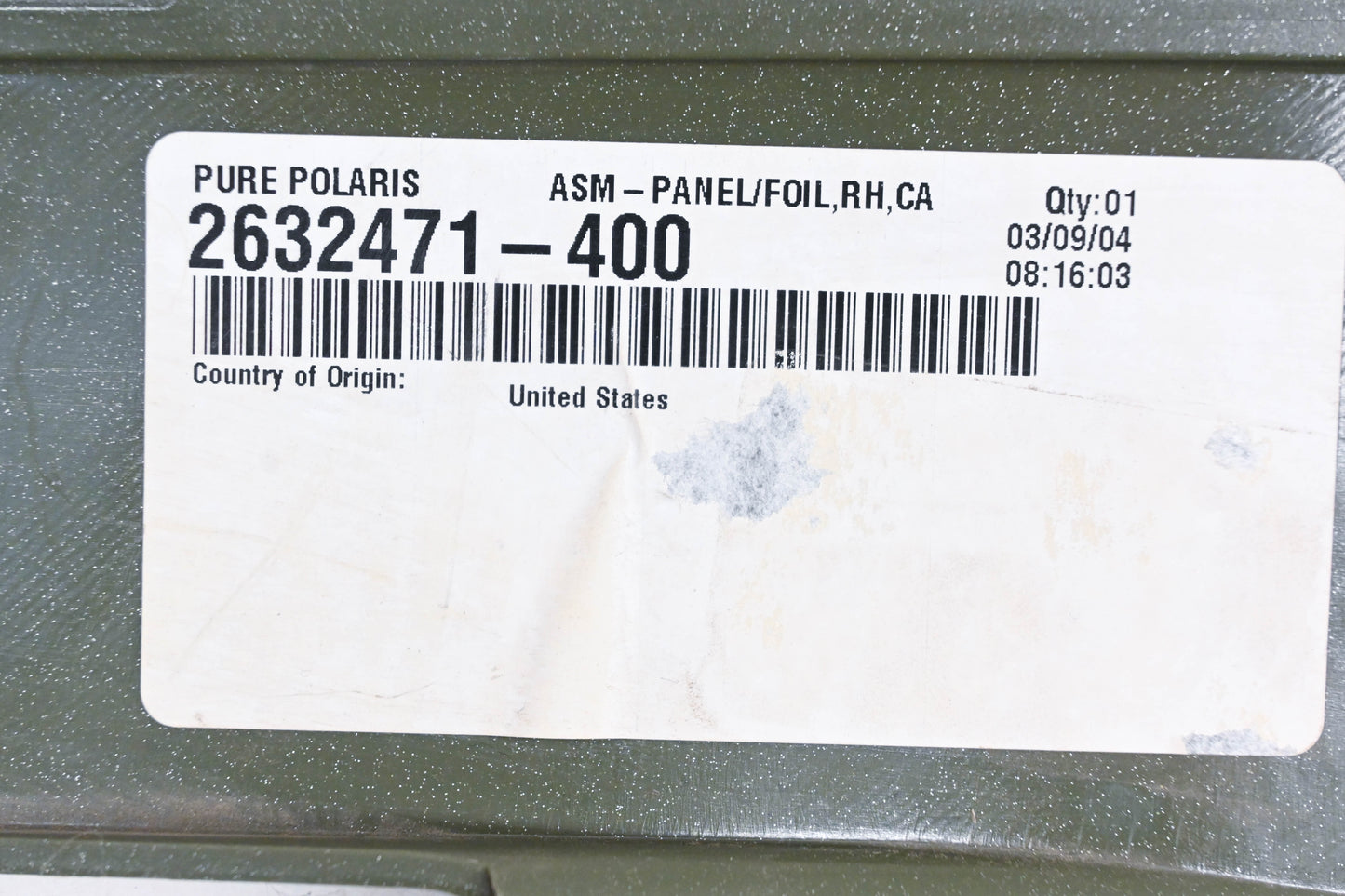 New OEM Polaris 2632471-400 Camo Green Right Side Cover NOS