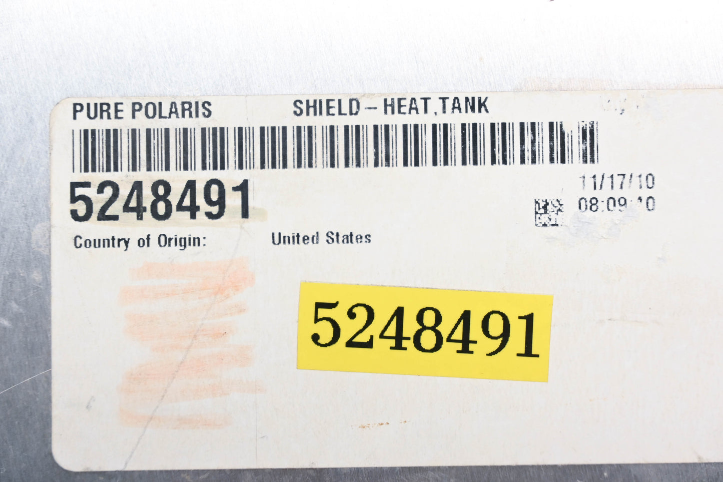 New OEM Polaris 5248491 Tank Heat Shield NOS