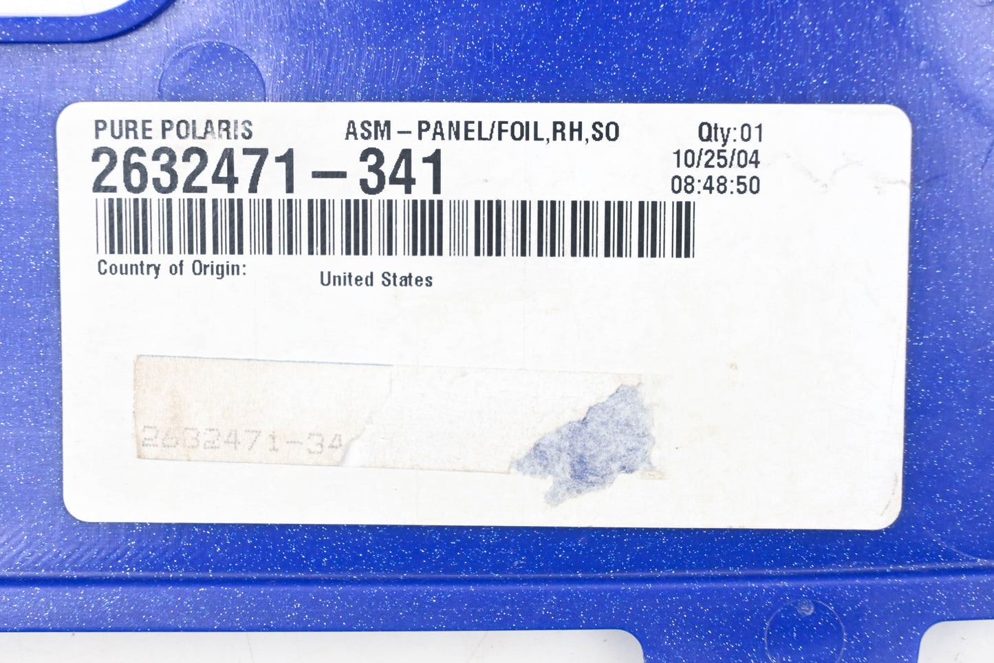 New OEM Polaris 2632471-341 Sonic Blue Right Side Panel NOS