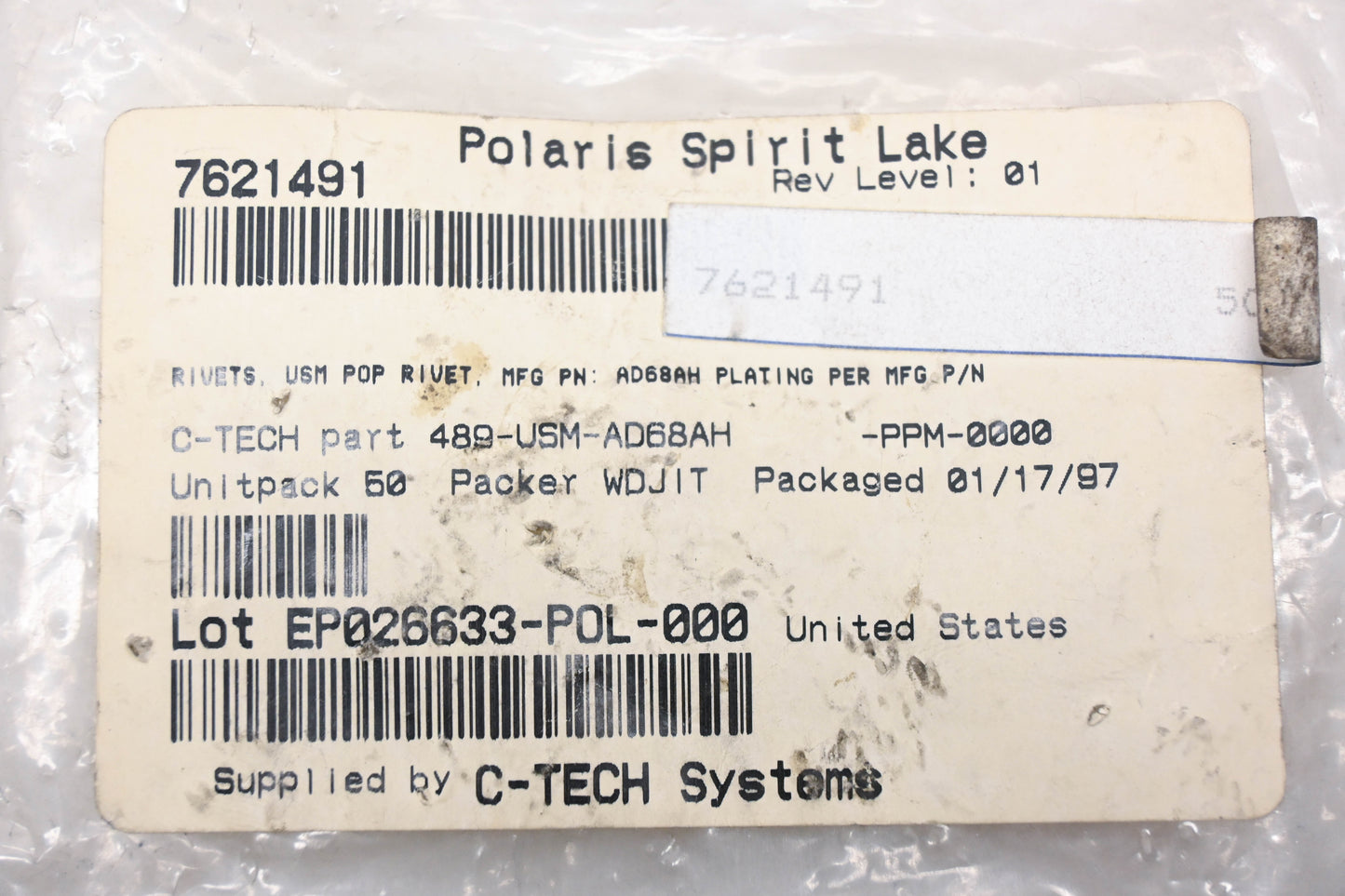 New OEM Polaris 7621491 Rivets Qty 50 NOS