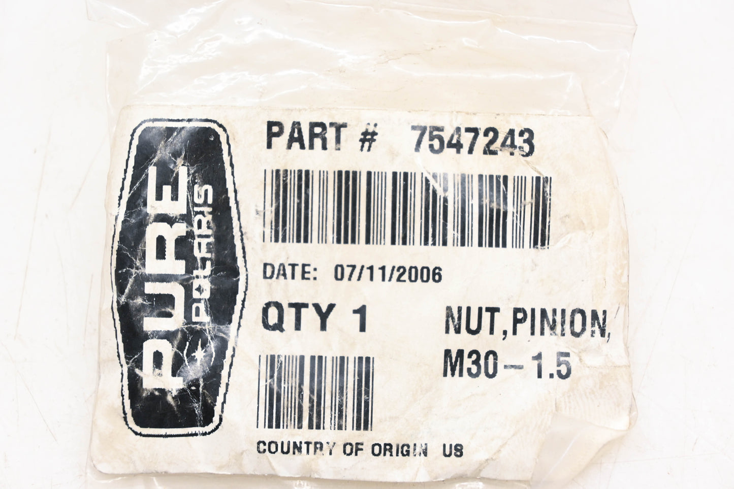 New OEM Polaris 7547243 Pinion Nut NOS