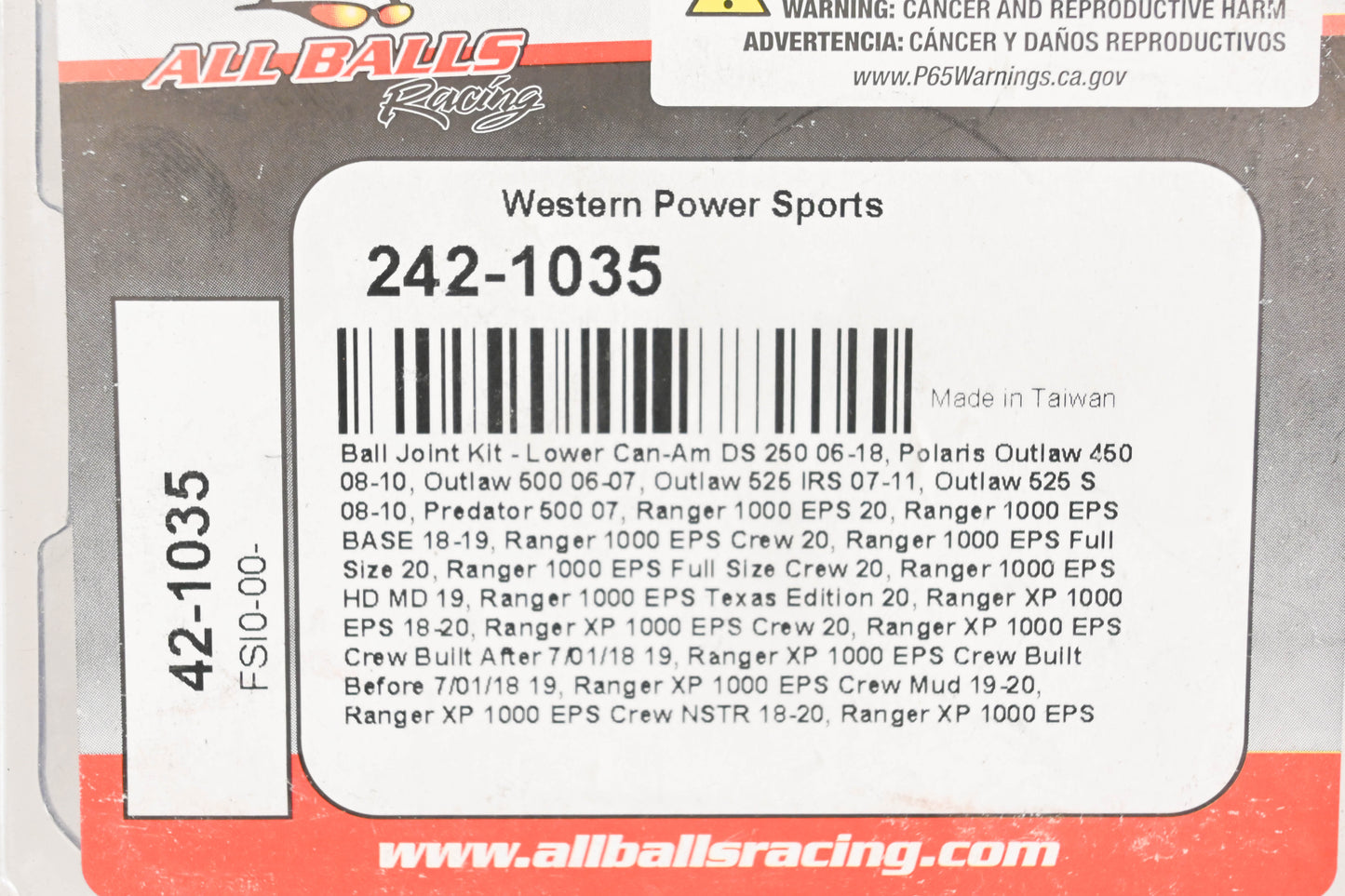 All Balls 242-1035, 42-1035 Lower Ball Joint Kit NOS