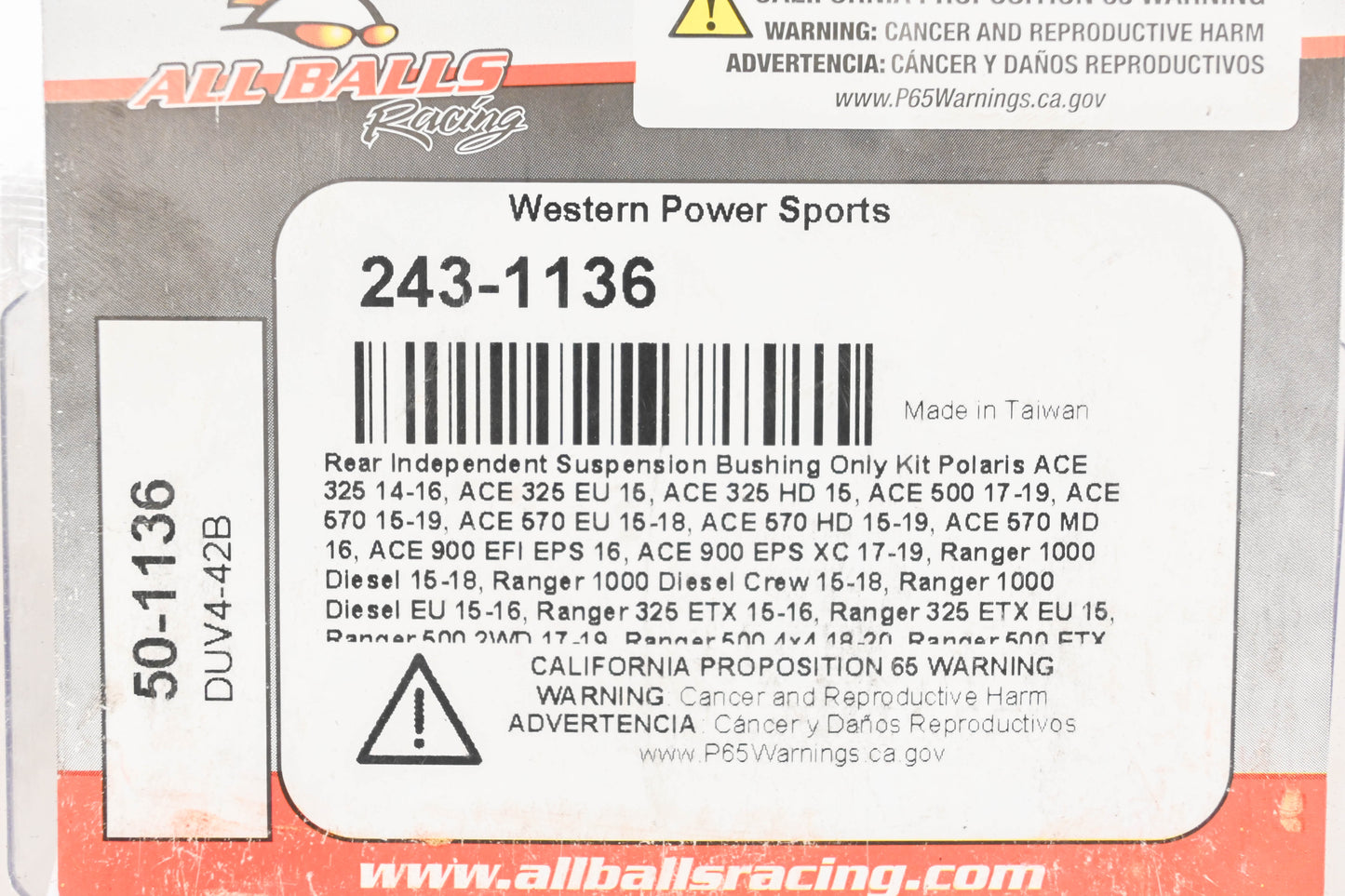 All Balls 243-1136, 50-1136 Rear Independent Suspension Bushing Kit NOS
