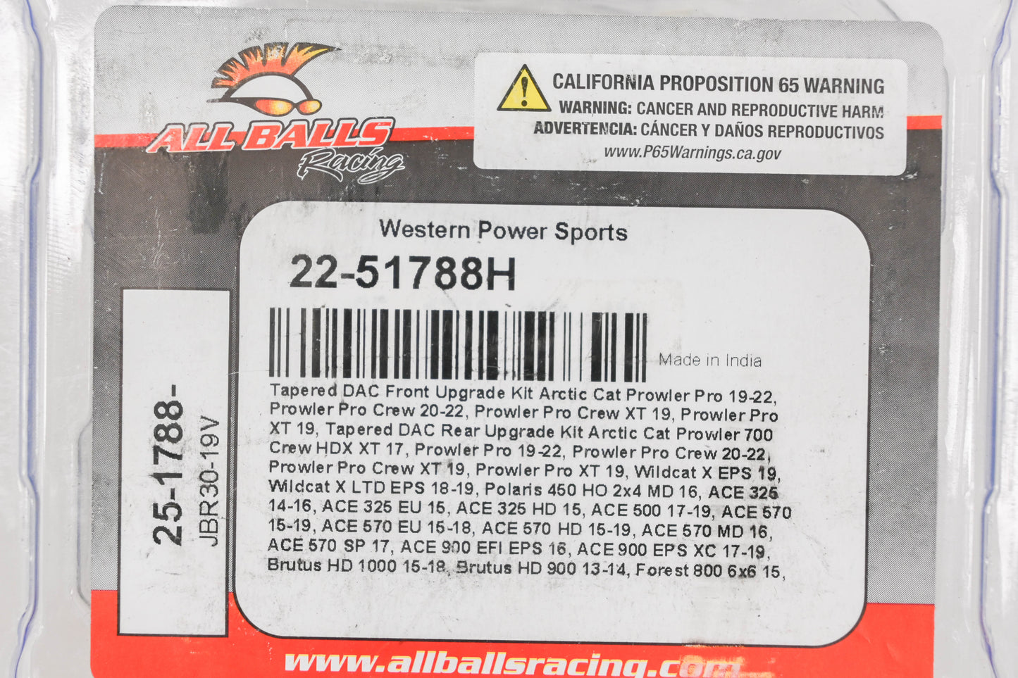 All Balls 22-51788H, 25-1788 Tapered DAC Wheel Bearing Kit NOS