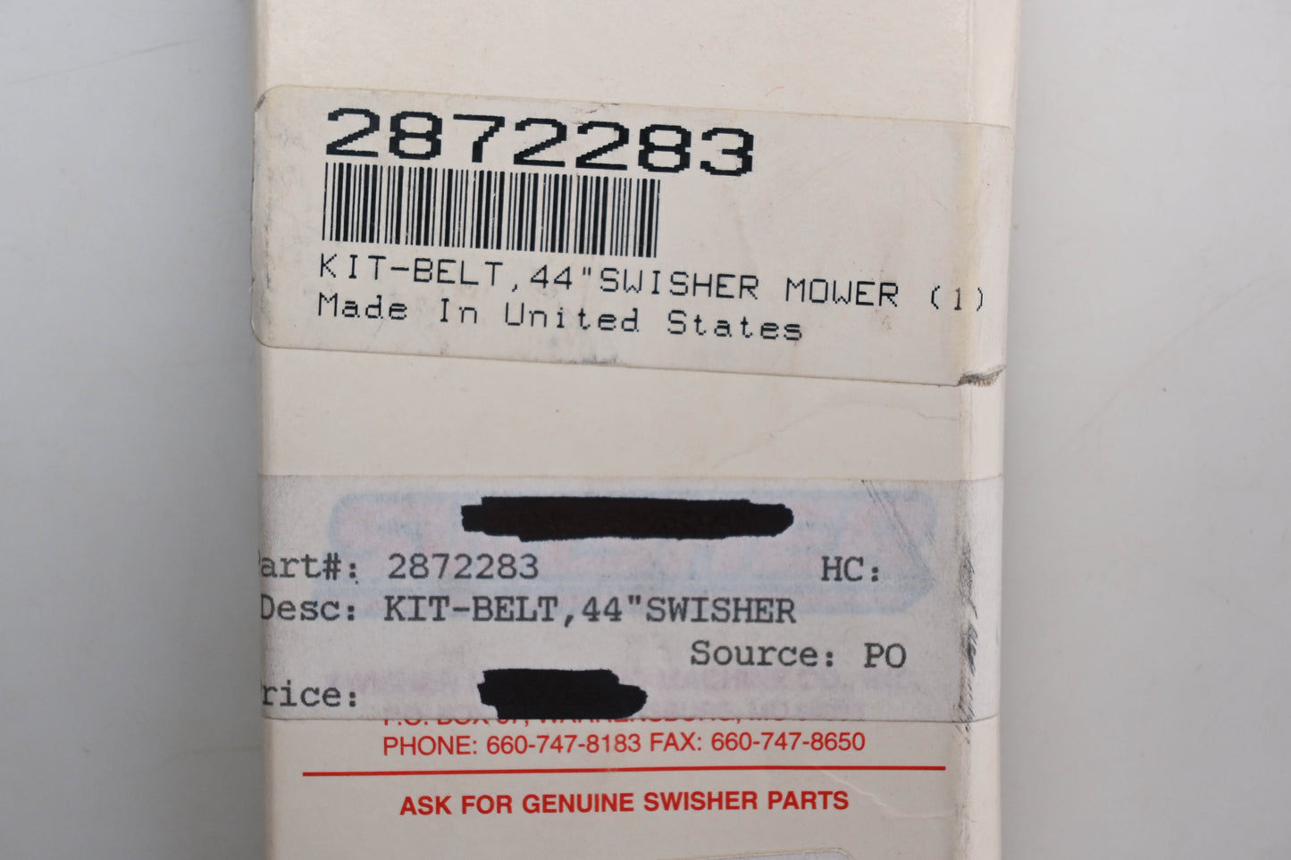 New OEM Polaris 2872283 Swisher 44" Mower Belt NOS