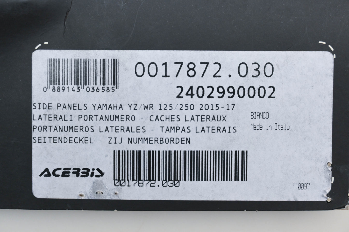 Acerbis 2402990002, 24029-90002 White Yamaha Side Panel Kit NOS