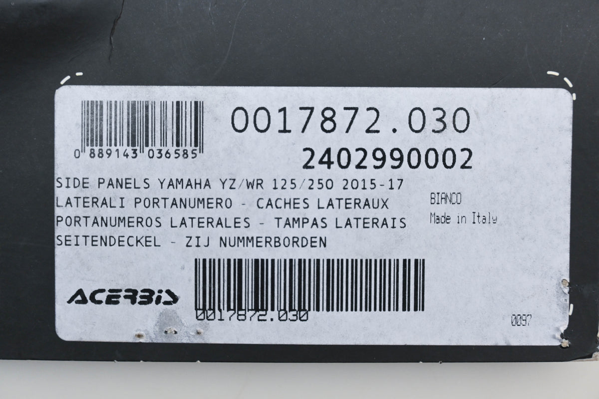 Acerbis 2402990002, 24029-90002 White Yamaha Side Panel Kit NOS