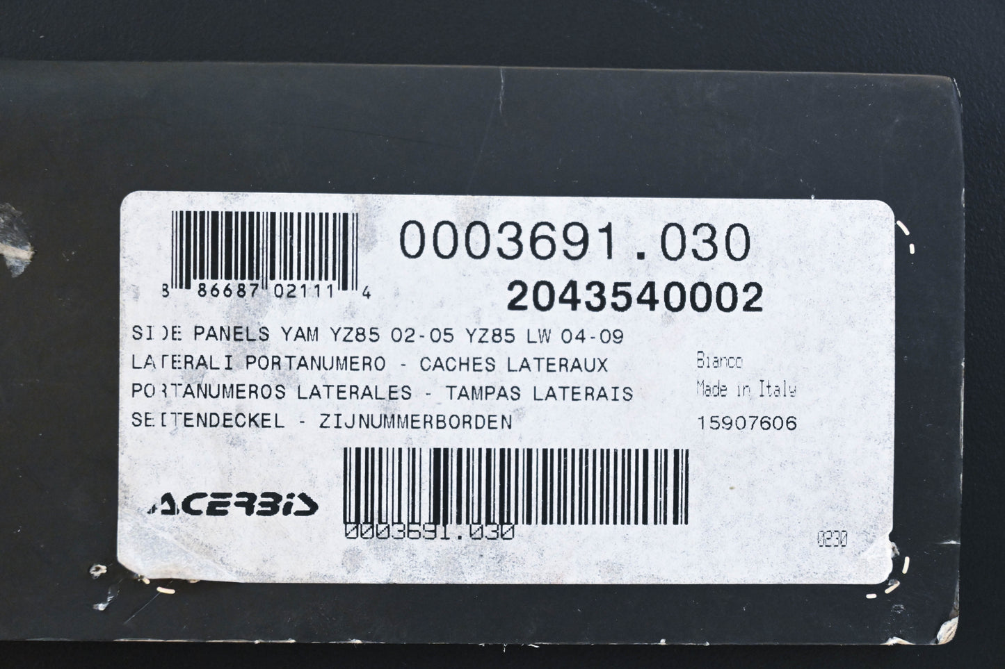 Acerbis 2043540002, 20435-40002 Yamaha White Side Panel Kit NOS