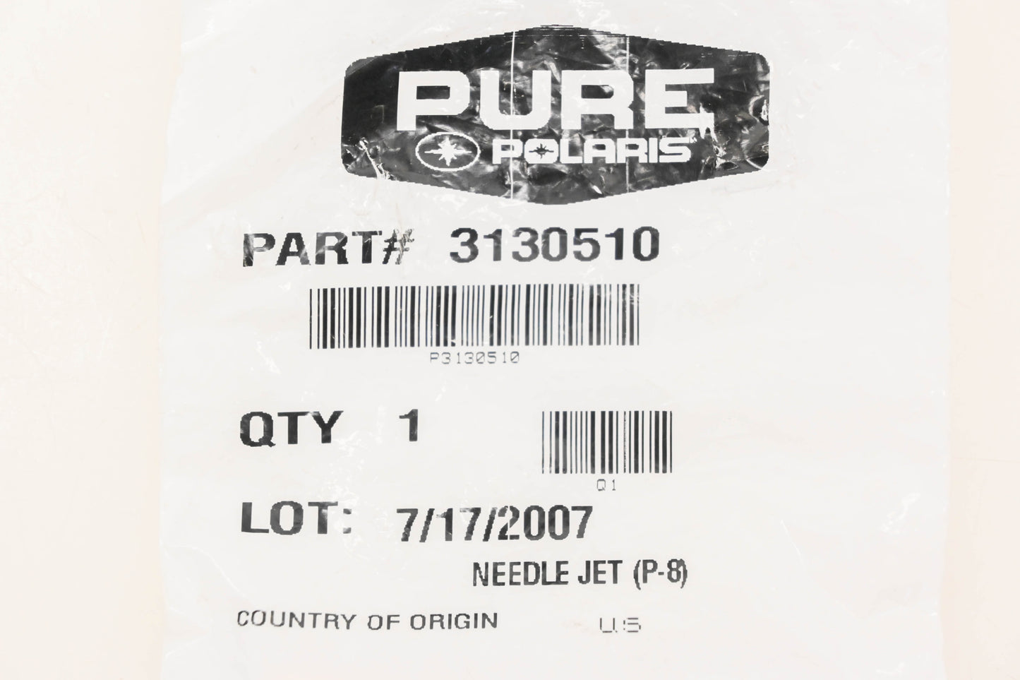 New OEM Polaris 3130510 Needle Jet NOS