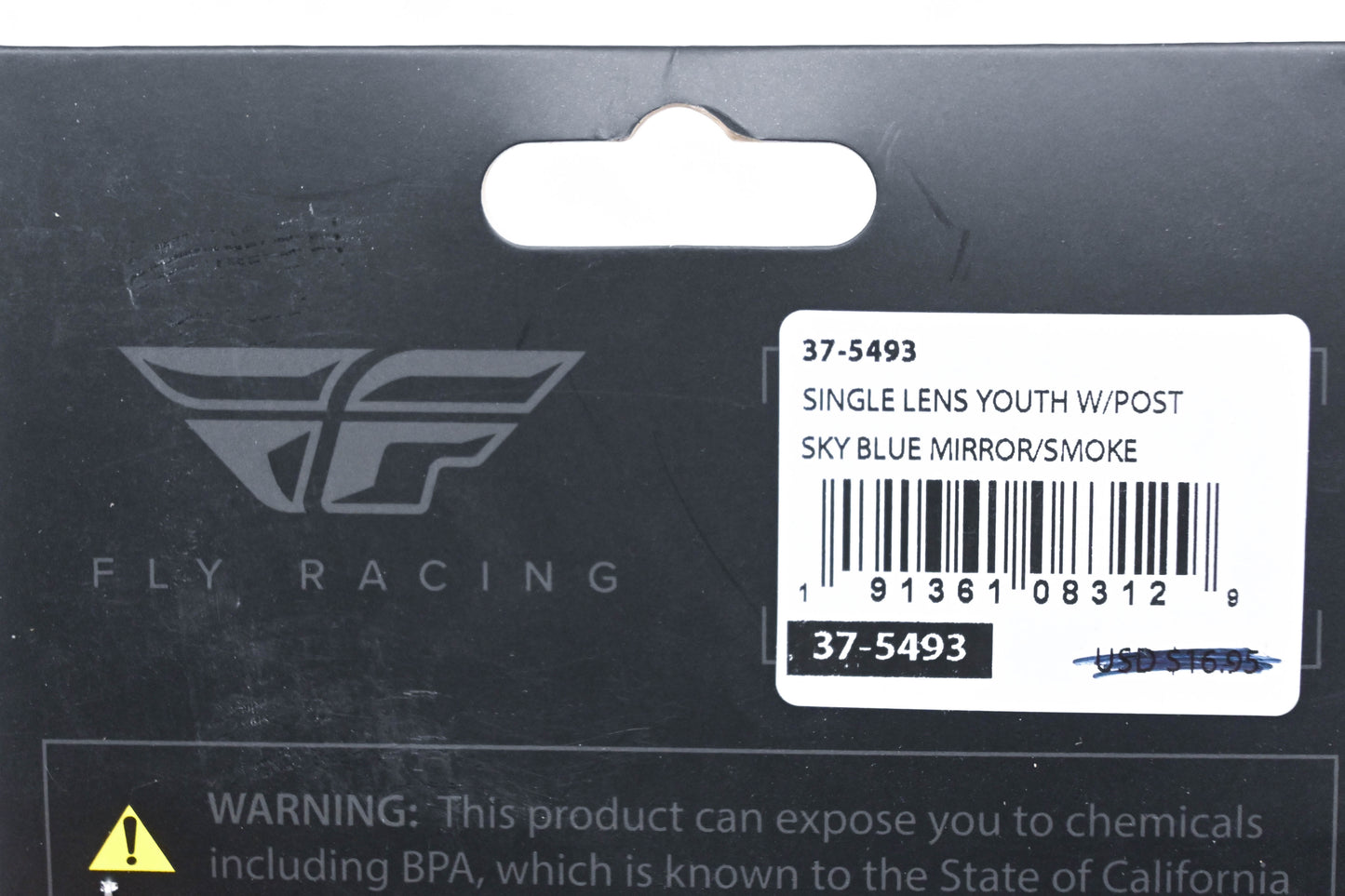 Fly Racing 37-5493 Sky Blue Mirror Youth Goggle Single Lens With Post NOS