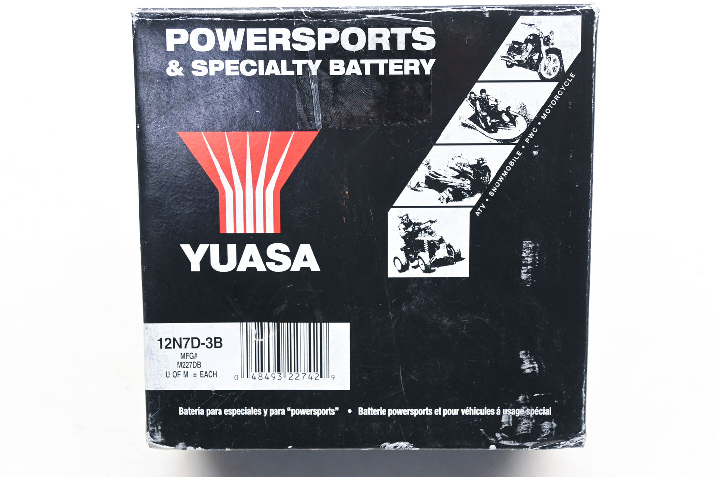 Yuasa 12N7D-3B, 49-1725, M227DB Conventional 12V 7Ah-10HR Battery NOS