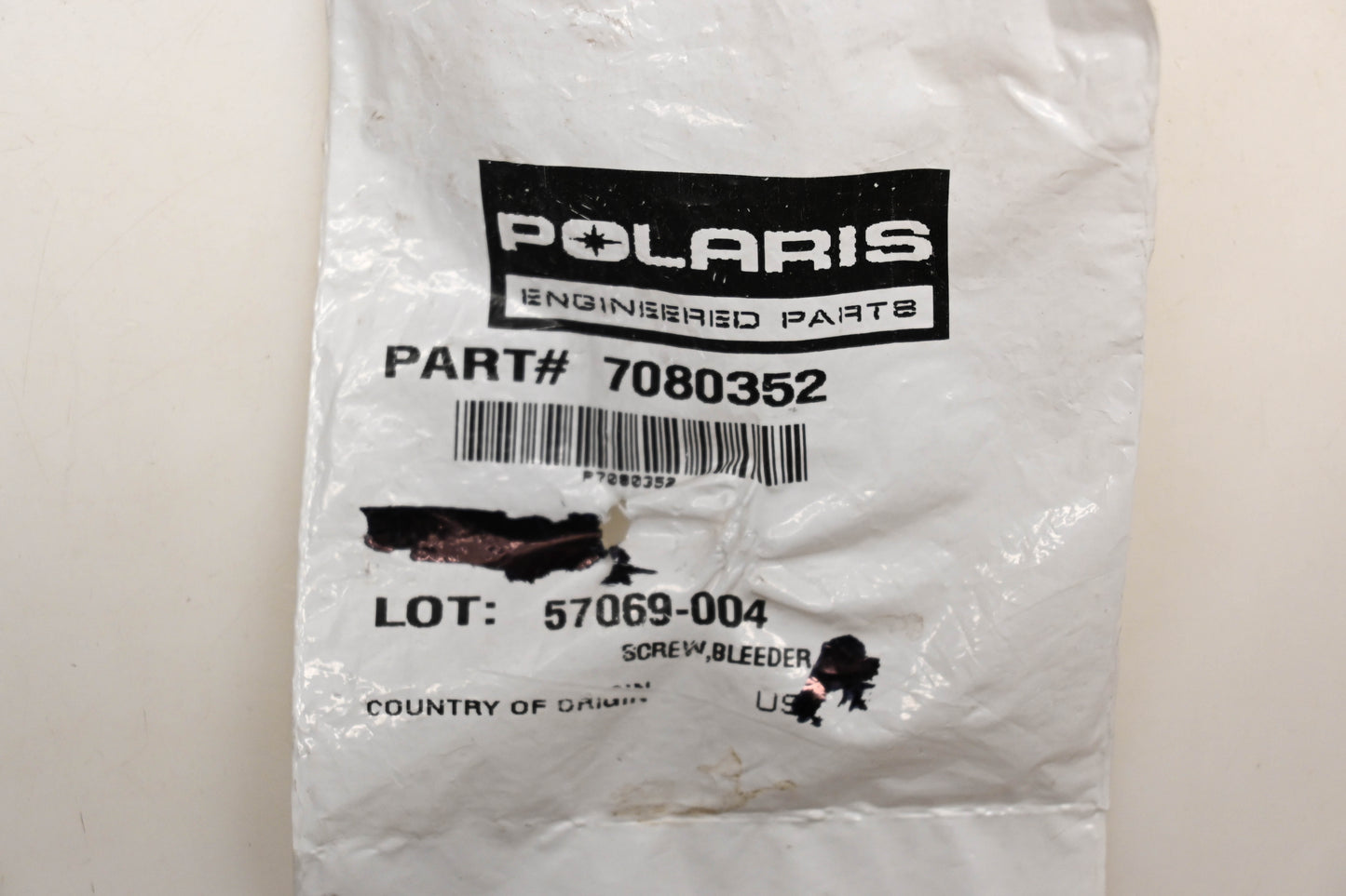 New OEM Polaris 7080352 Bleeder Screw NOS