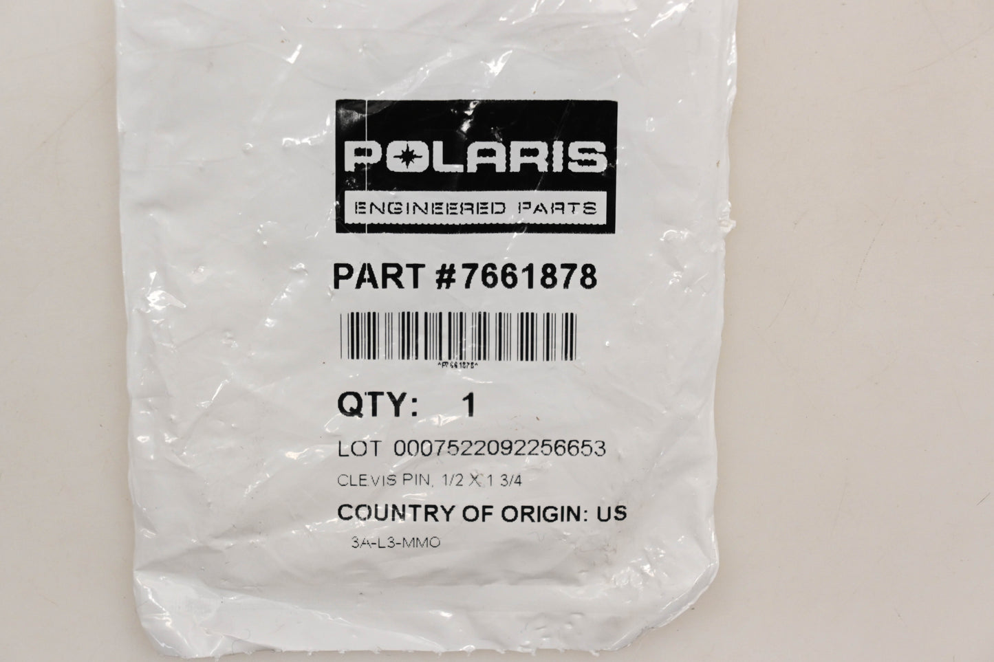New OEM Polaris 7661878 1/2" x 1-3/4" Clevis Pins Qty 2 NOS