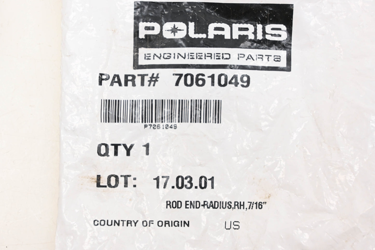 New OEM Polaris 7061049 Righthand Tie Rod End NOS