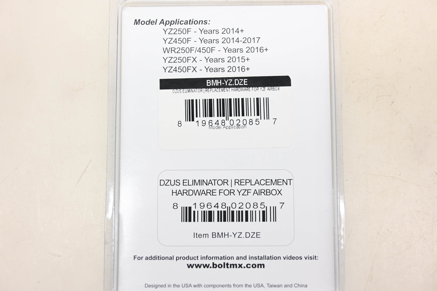 Bolt BMH-YZ.DZE, 020-00145 YZF airbox DZUS Eliminator Kit NOS