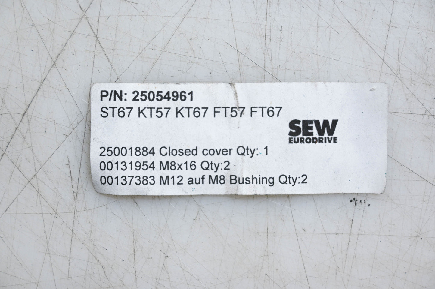 SEW Eurodrive 25001884, 25054961 Yellow Cover NOS