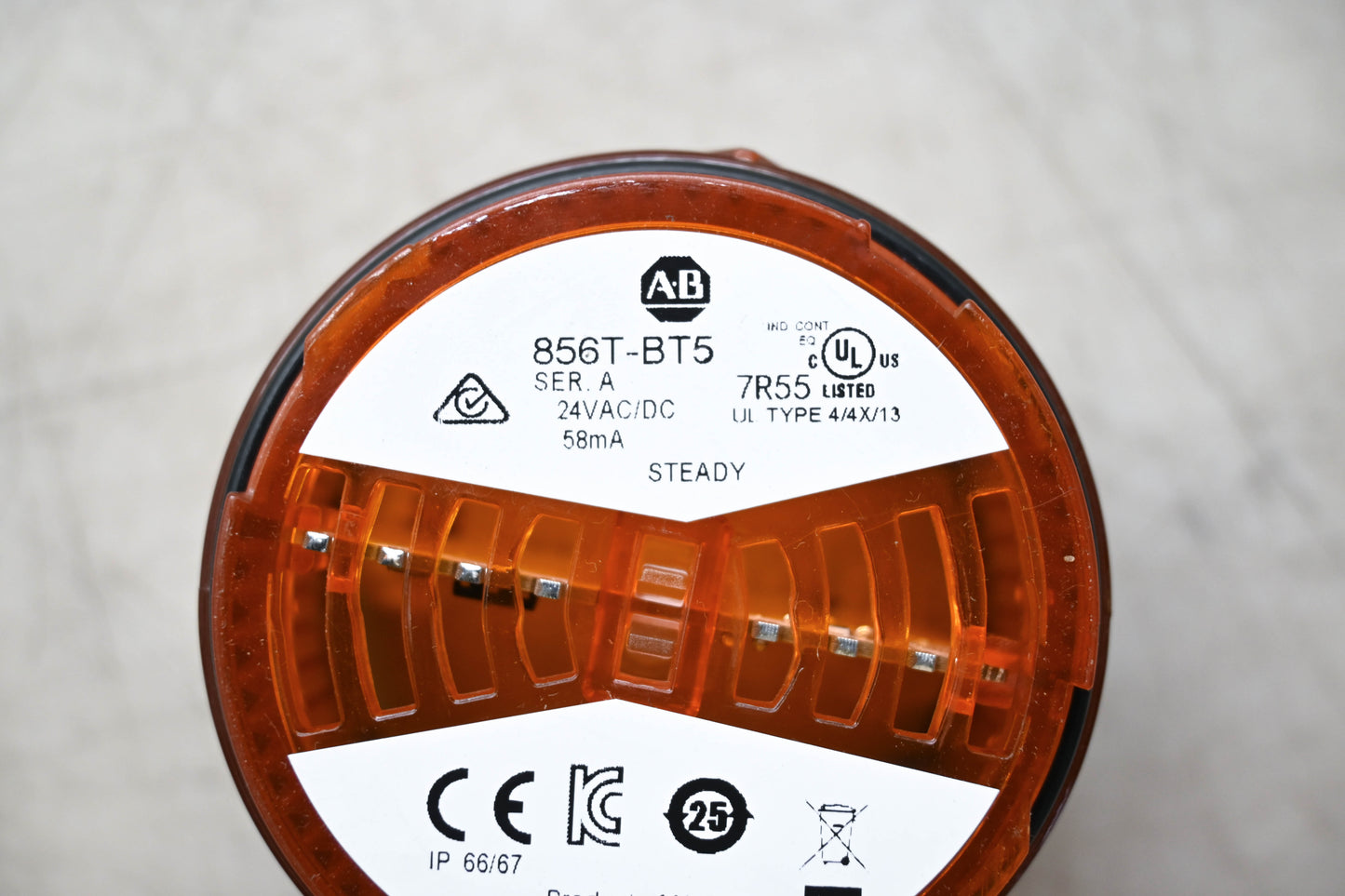 Allen-Bradley 856T-BT5 Complete Amber Stack Light NOS