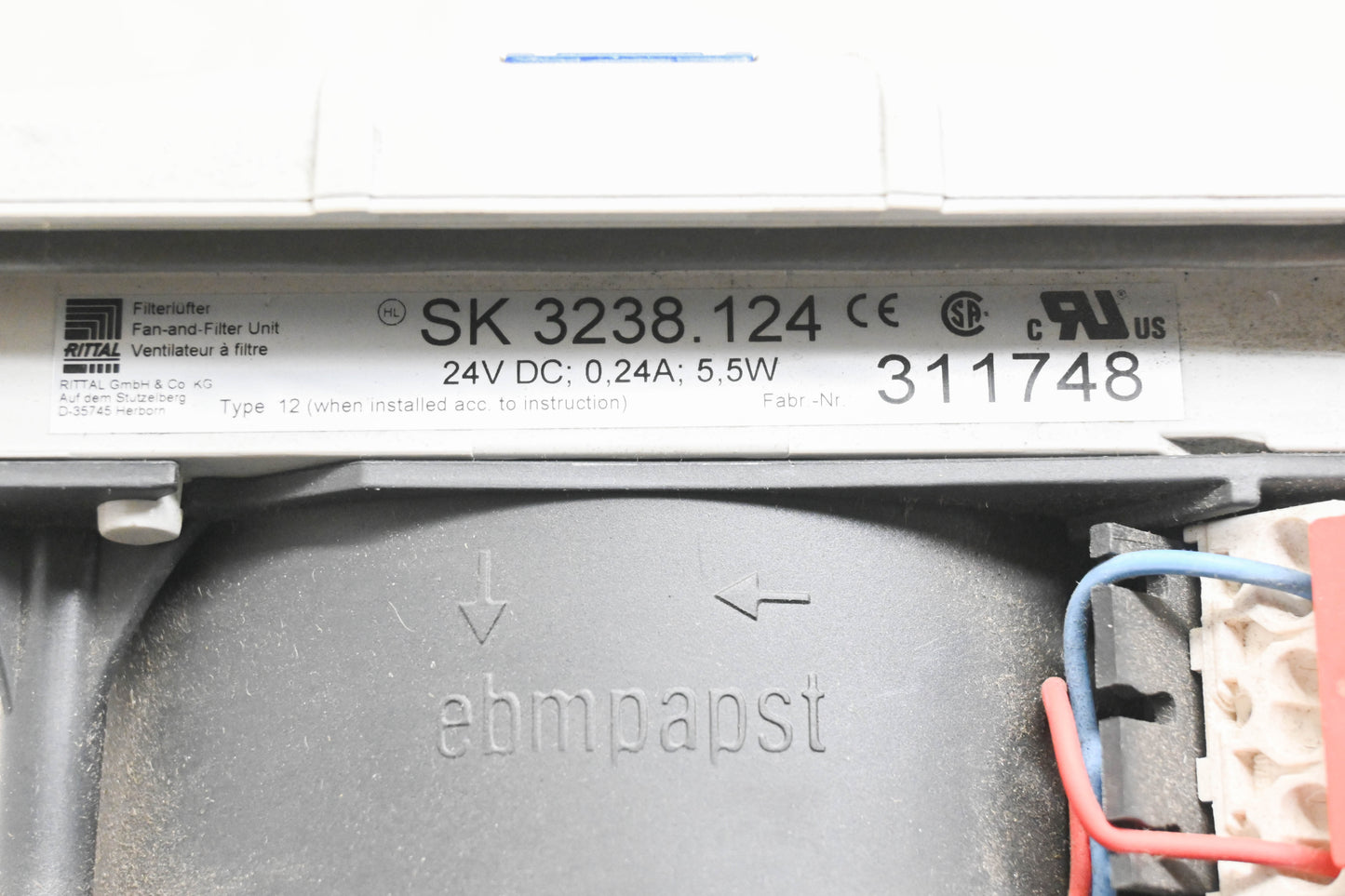 Rittal SK 3238.124, 311748 Fan and Filter Unit NOS