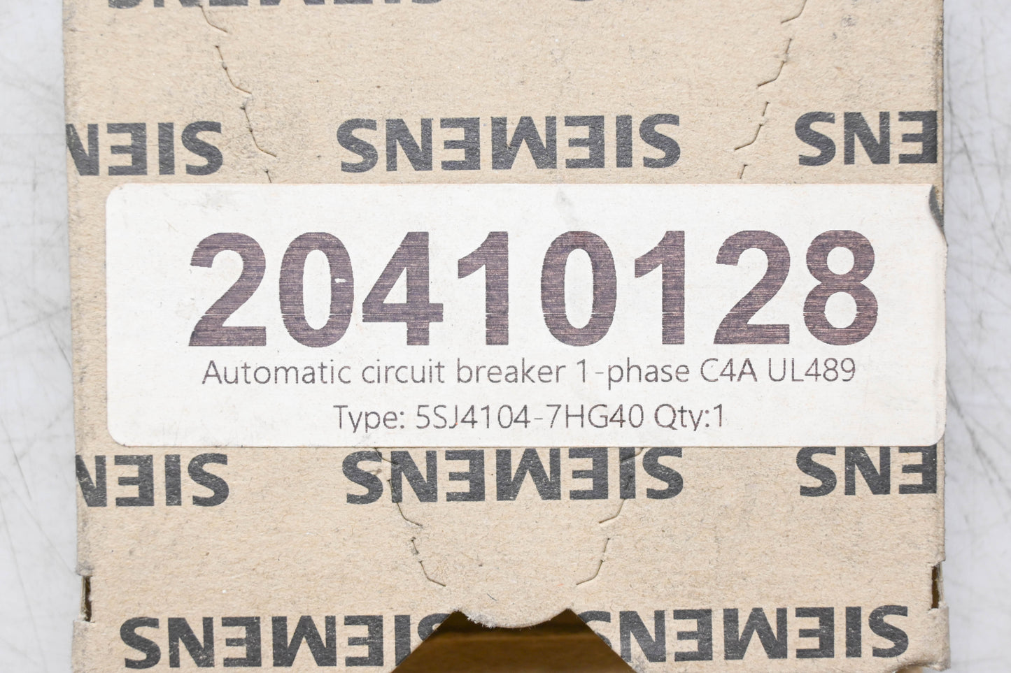 Siemens 5SJ4104-7HG40, 20410128 Miniature Circuit Breaker NOS