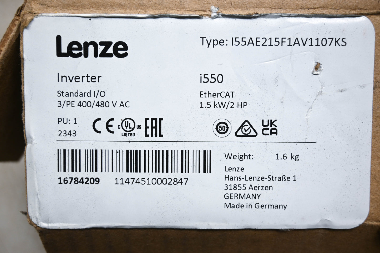 Lenze I55AE215F1AV1107KS Inverter Standard I/O NOS
