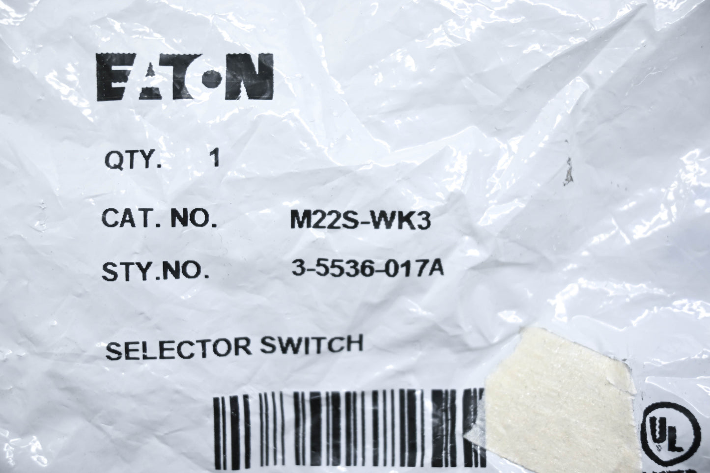 Eaton M22S-WK3 Selector Switch NOS