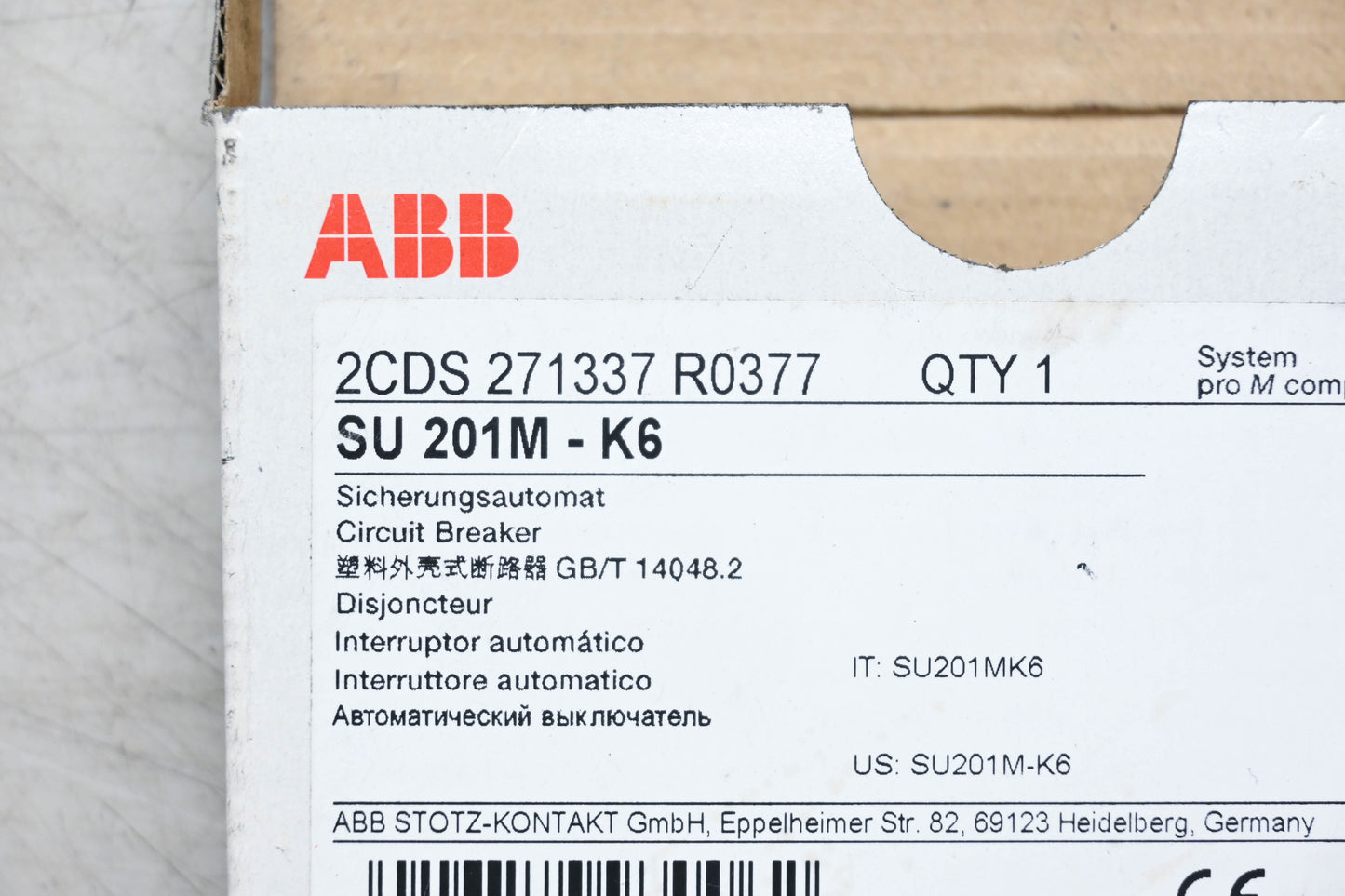 ABB 2CDS 271337 R0377 Circuit Breaker NOS