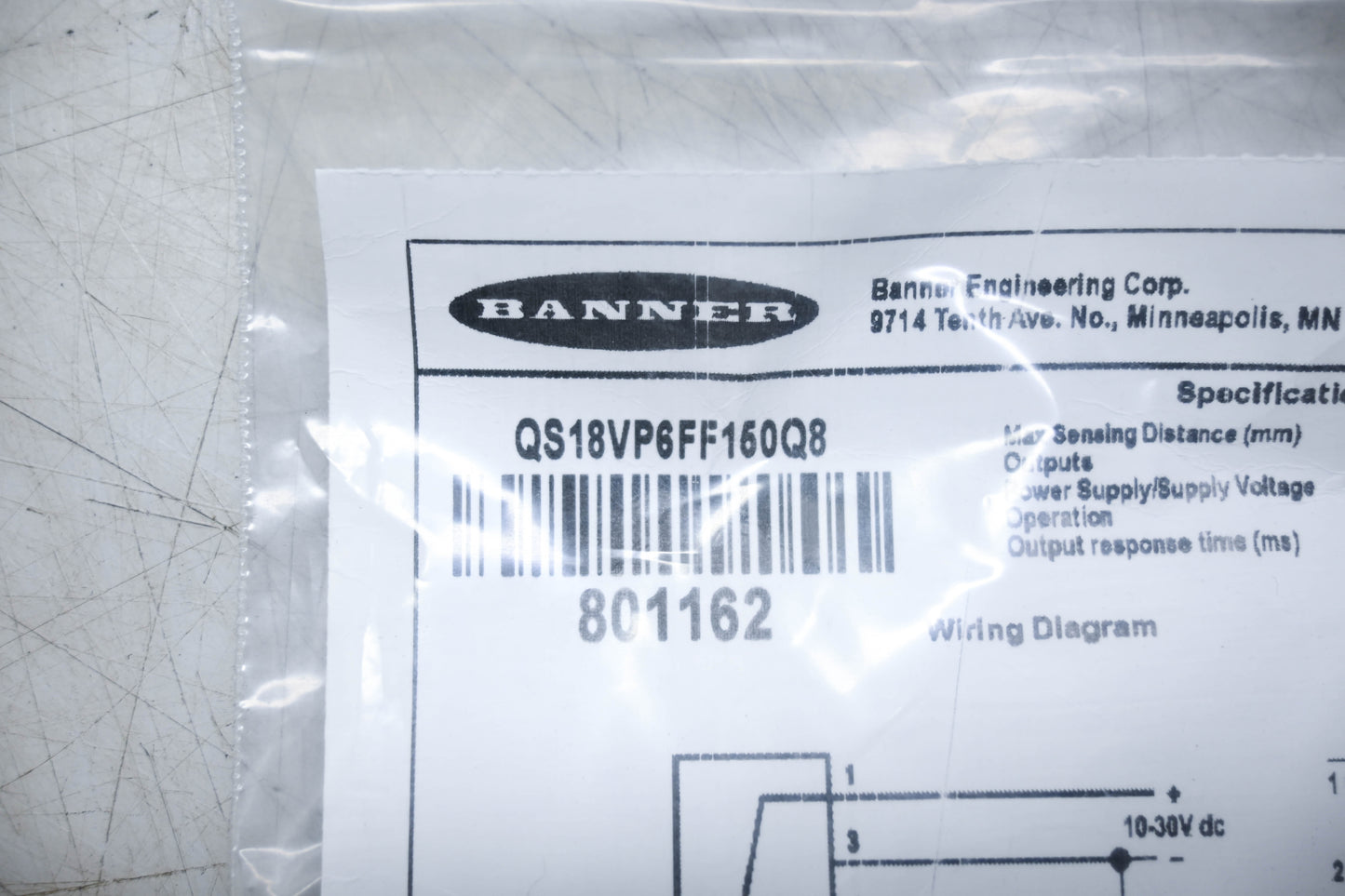 Banner Engineering QS18VP6FF150Q8 Photoelectric Switch Sensor Kit NOS