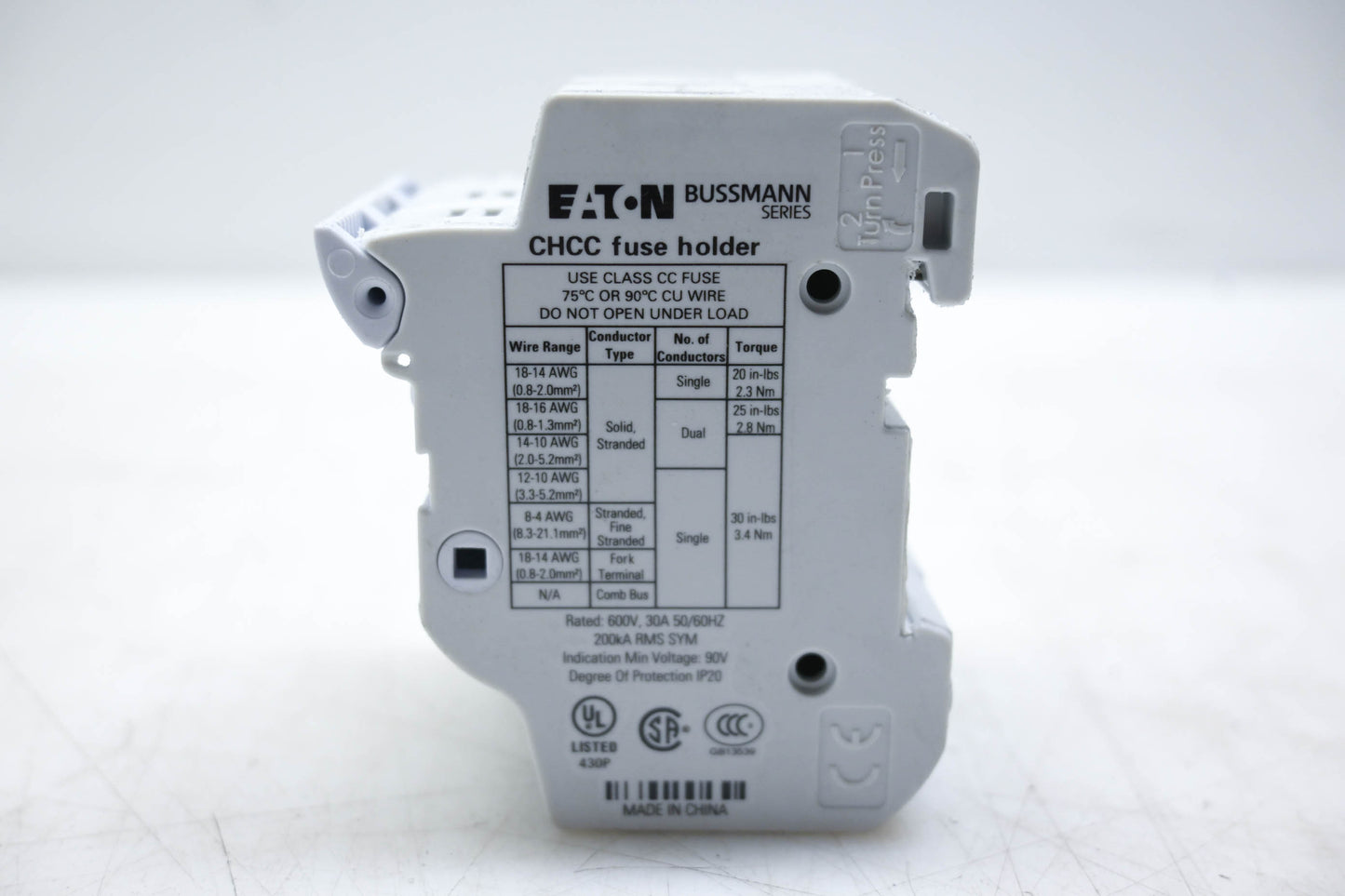 Eaton CHCC3DIU Bussmann Fuse Holder Series CHCC, 3-Pole, 600V, 30A NOS