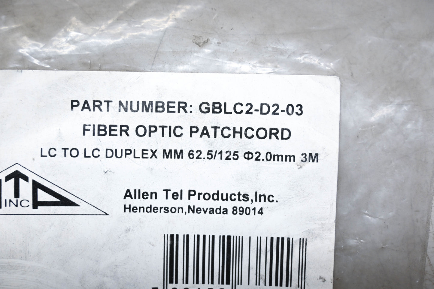 Allen Tel GBLC2-D2-03 Fiber Optic Patch Cord NOS