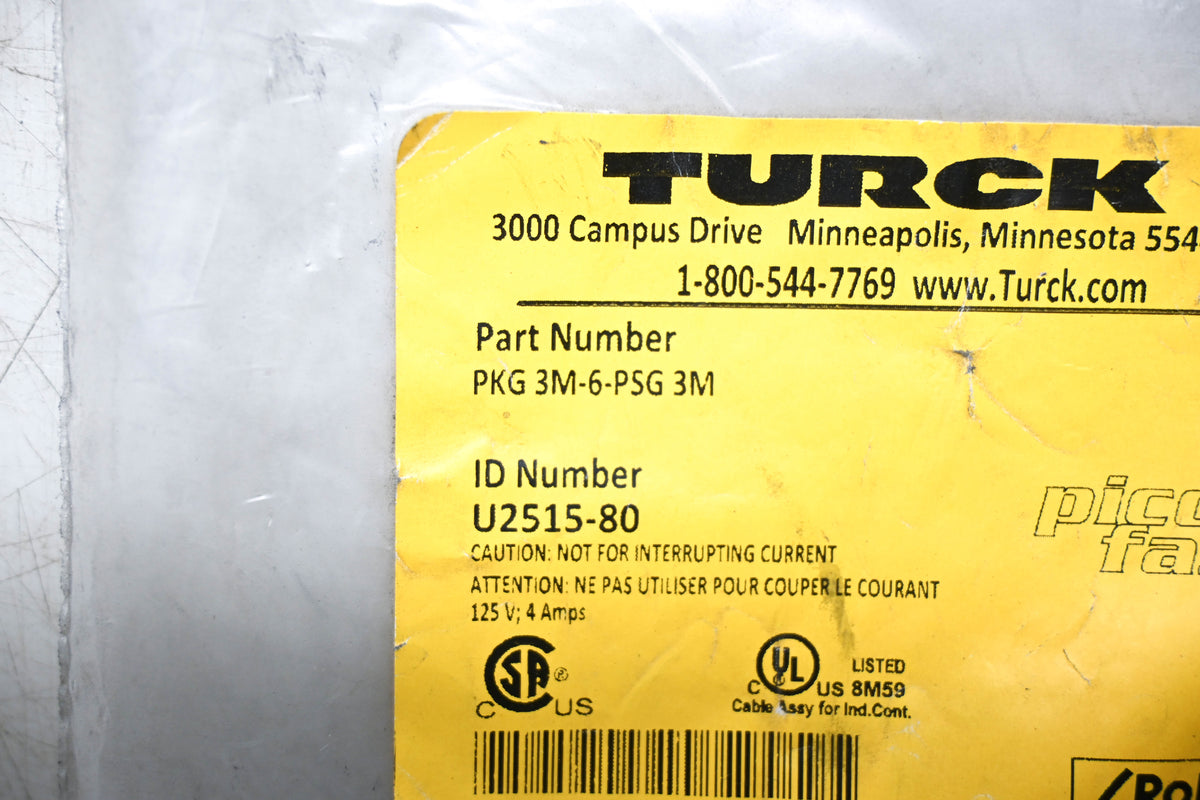 Turck 3M-6-PSG 3M Actuator Sensor Cable NOS