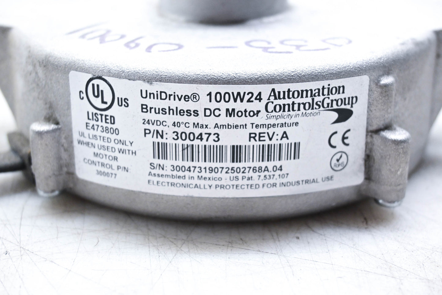 Automation Controls 300473 UniDrive Brushless DC Motor 100W24 NOS
