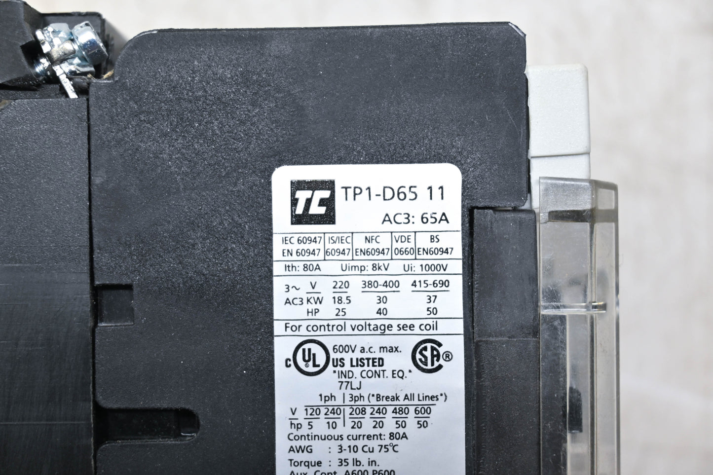 Robusta TP1D6511 Power Contactor NOS