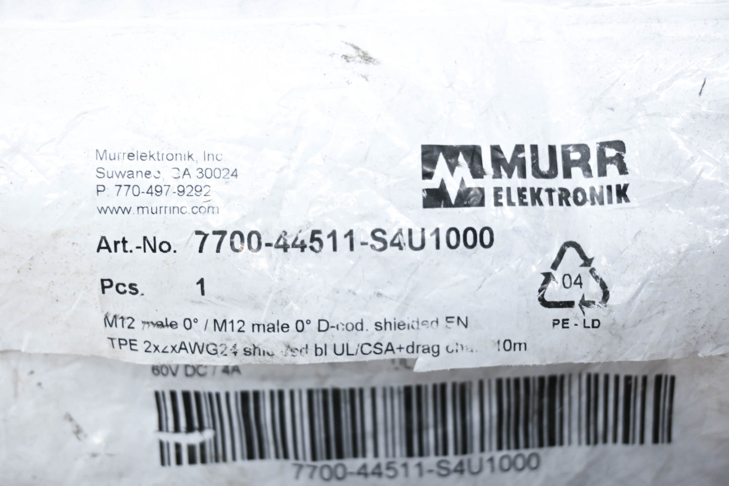 Murr Elektronik 7700-44511-S4U1000 Ethernet Cable NOS