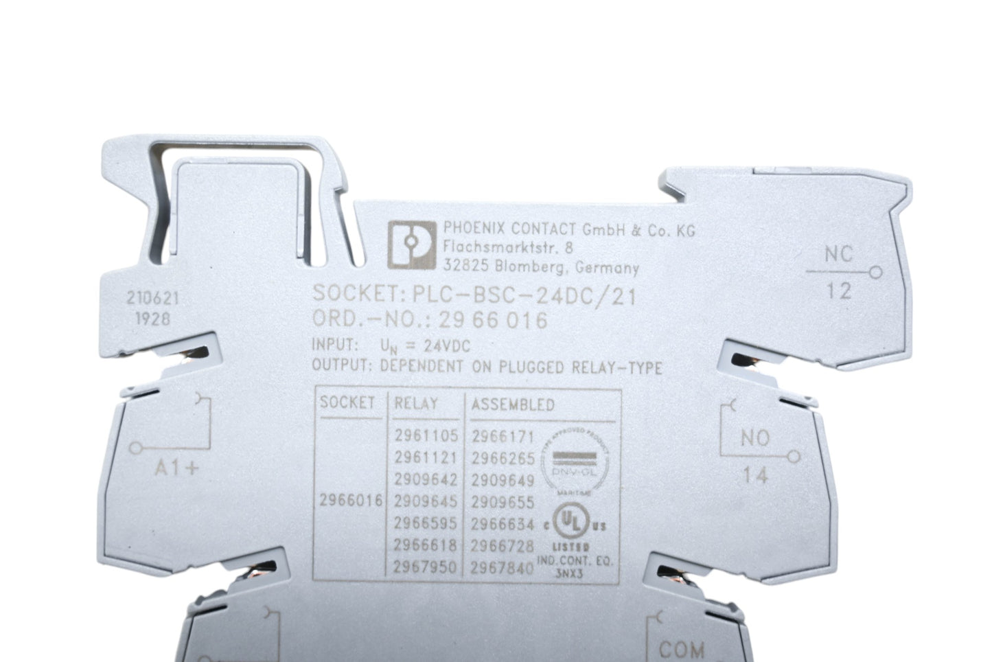 Phoenix Contact PLC-BSC-24DC/21, 2966618 Relay Socket with Relay NOS