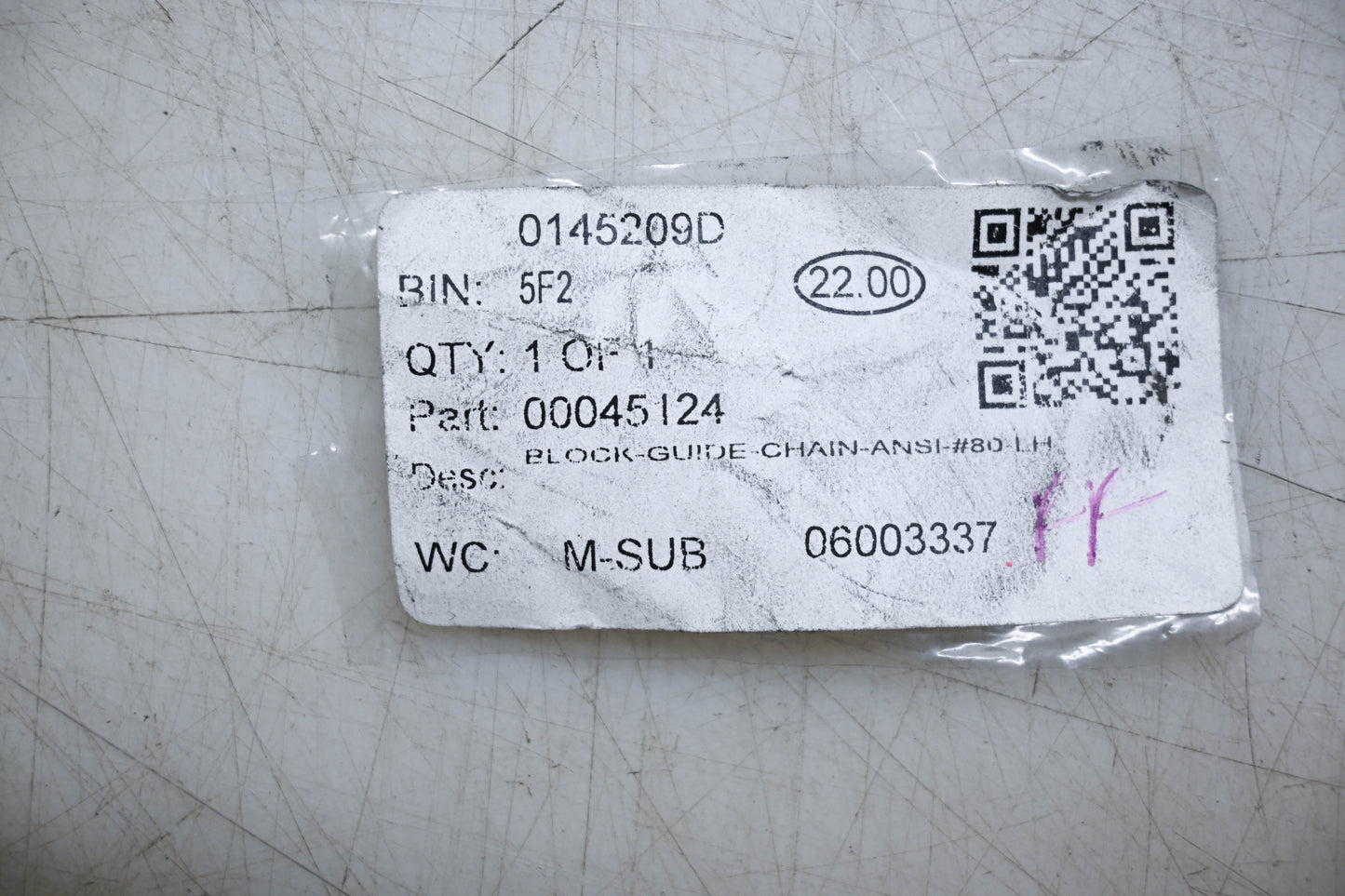 Aftermarket 00045124 Left Hand Chain Block Guide NOS